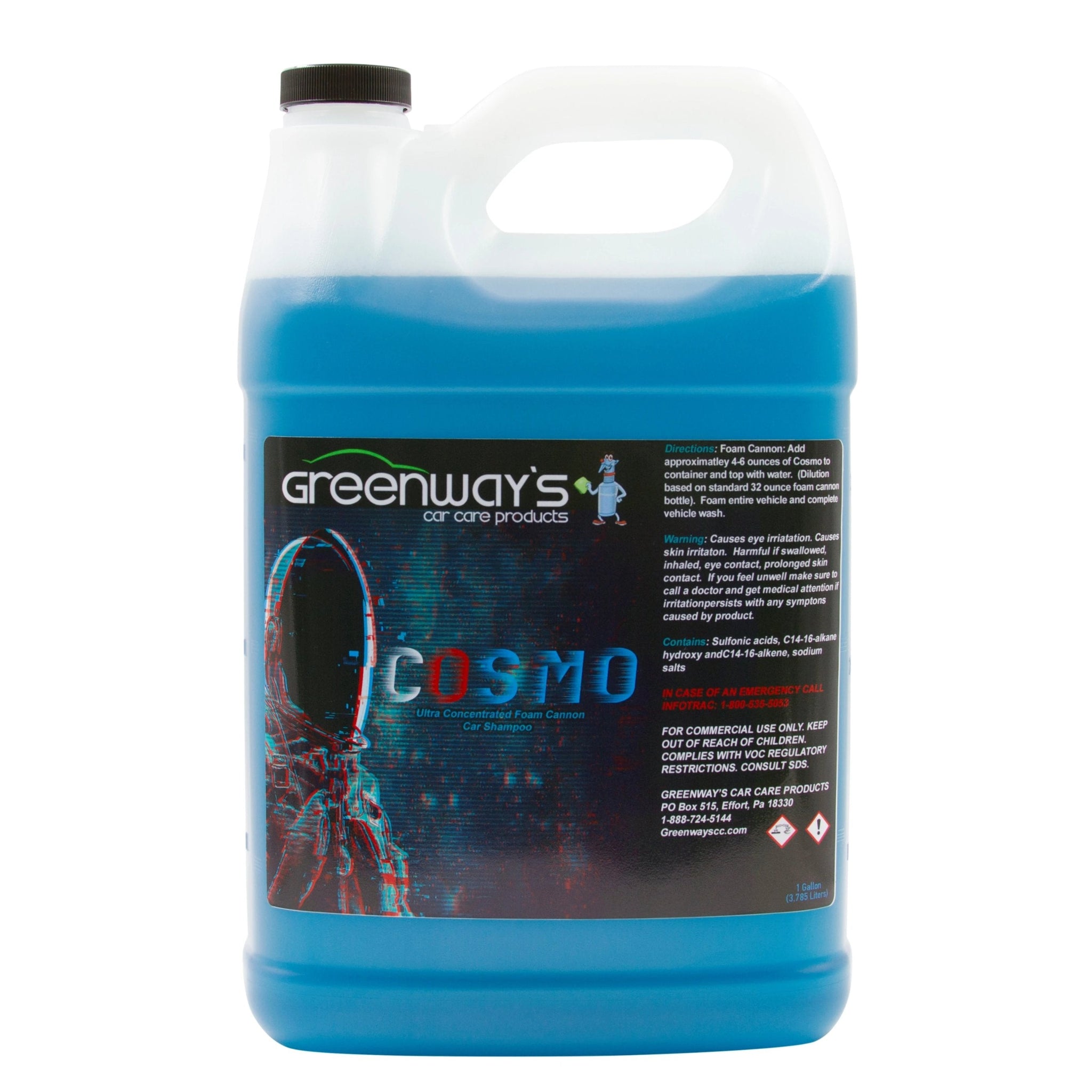 Greenway’s Car Care Products, Cosmo, ultra-concentrated, pH neutral, low or high-pressure foam cannon car shampoo, 1 gallon.