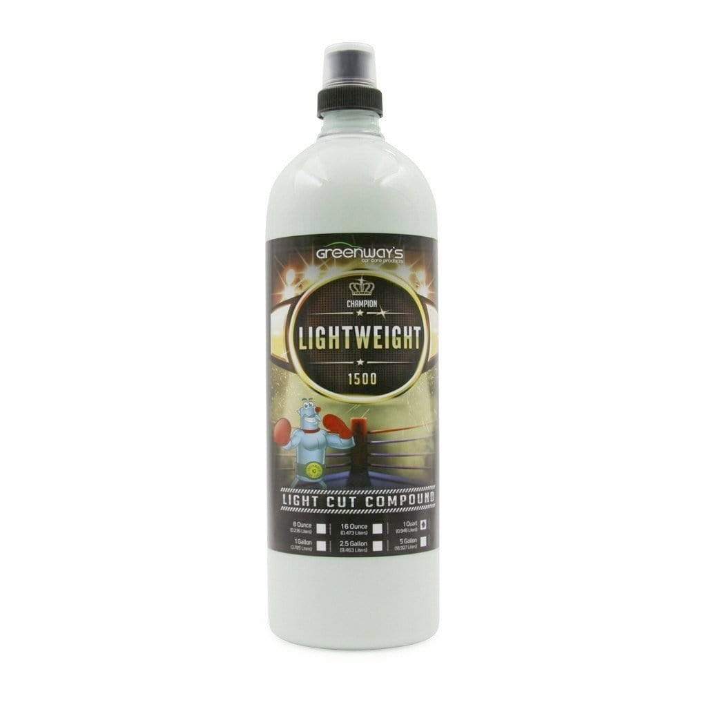 Greenway’s Lightweight 1500 Cutting Compound, mildly aggressive, light to medium paint defects, no fillers. 32 ounces.