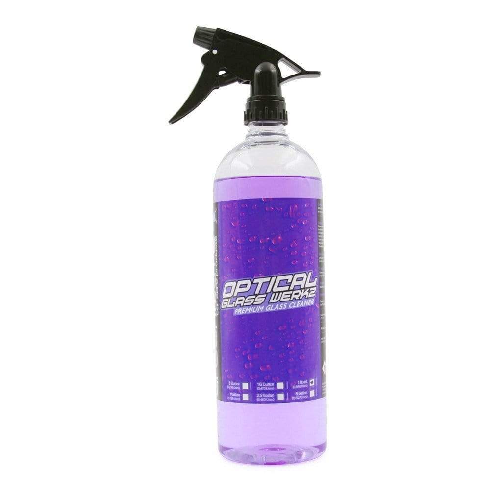 Greenway’s Optical Glass Werkz, grape scented streak-free liquid glass cleaner, factory tint safe, ammonia-free. 32 ounces.