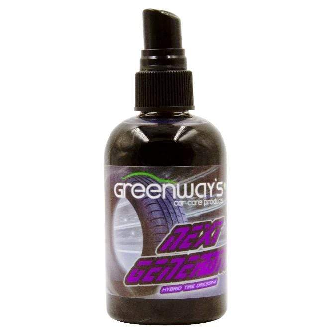 Greenway’s Next Generation Tire Dressing, high gloss shine, excellent leveling property, silicone and sling-free. 4 ounces.