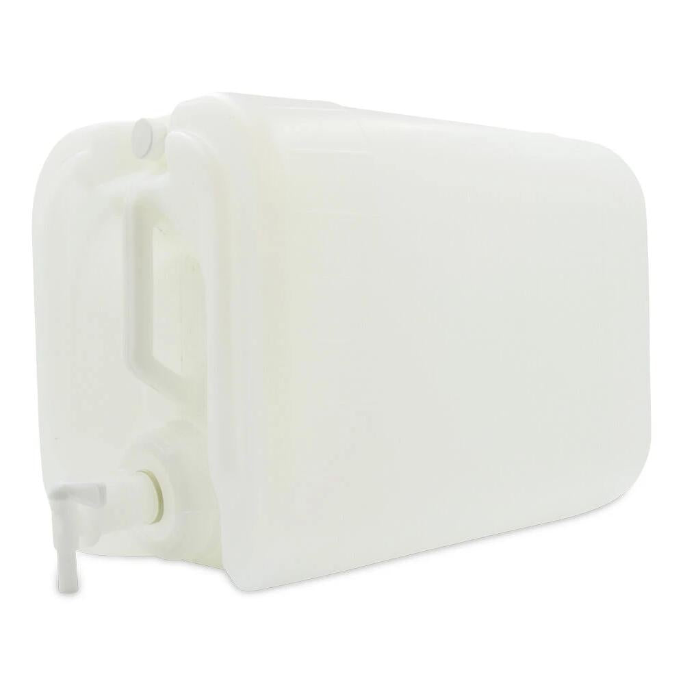 5 Gallon (18L) natural colored HDPE plastic tight head 70mm cap and vent stem with handle and spigot.