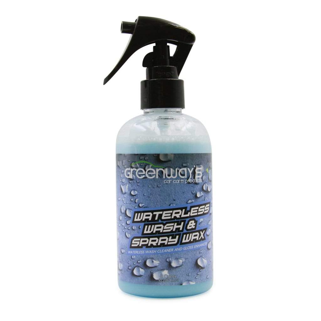   Greenway’s Waterless Wash and Spray Wax, produce swirl and scratch-free finish on paint, glass, plastic, and more. 8 ounces.