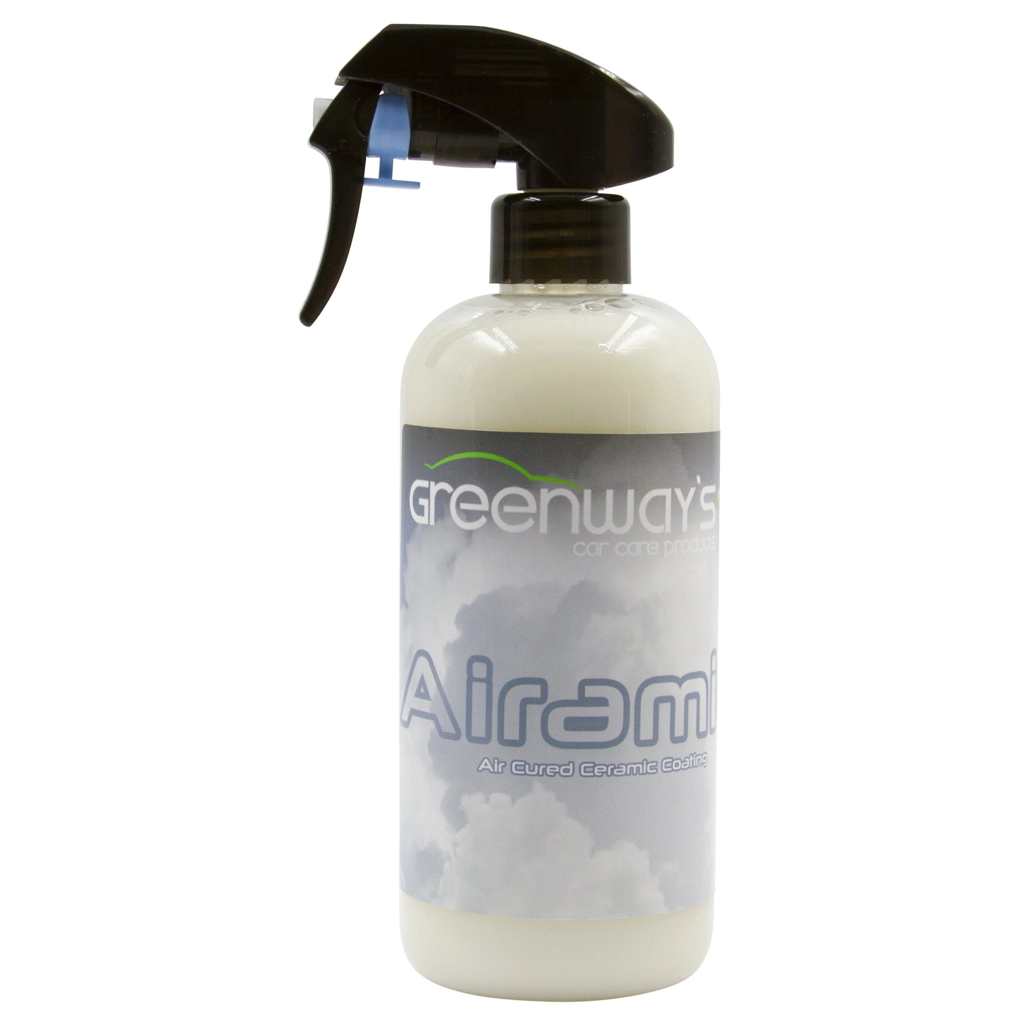Greenway’s Airamic, air curing ceramic coating spray sealant for paint, glass, plastic, rubber, 2 year duration, 16 ounces.