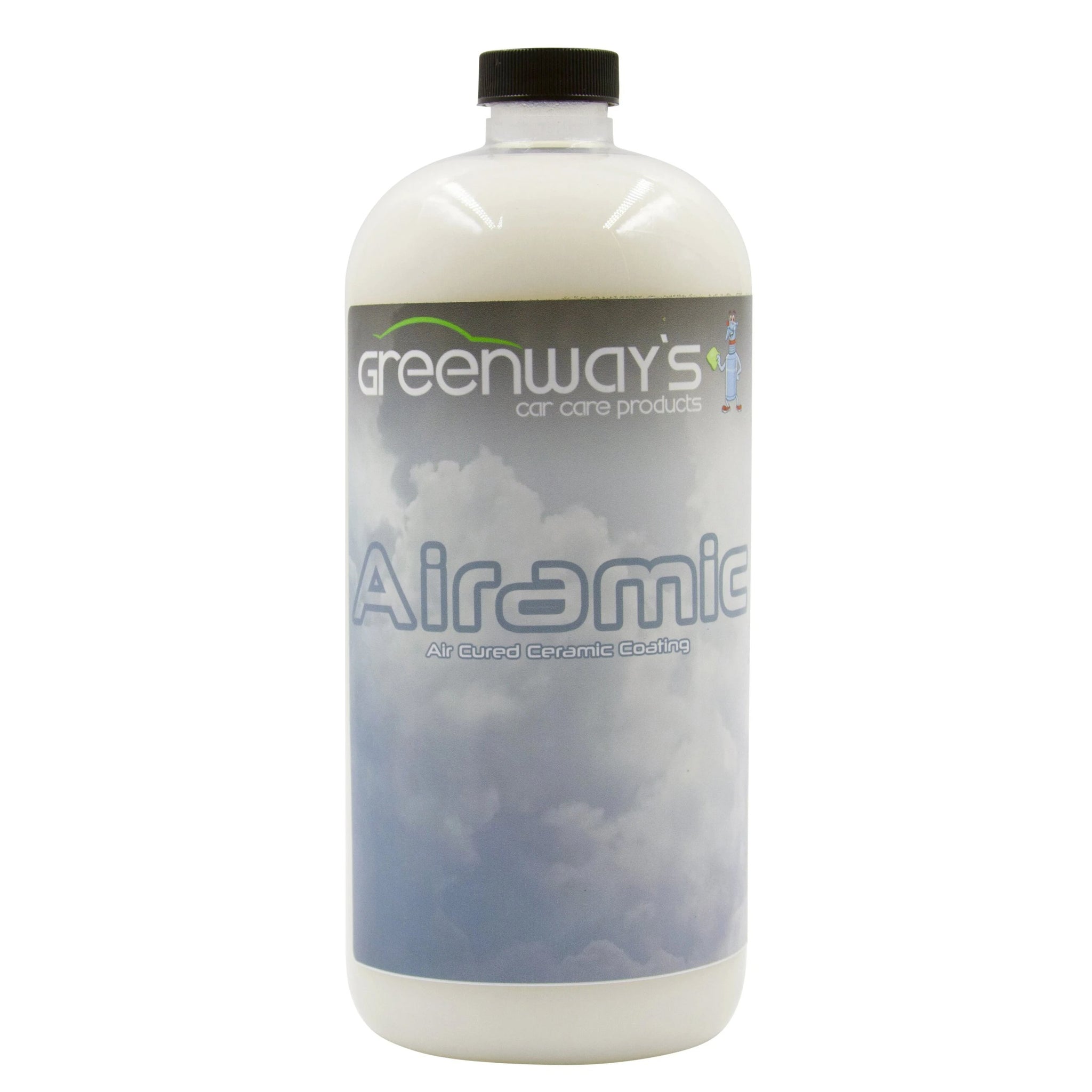 Greenway’s Airamic, air curing ceramic coating spray sealant for paint, glass, plastic, rubber, 2 year duration, 32 ounces.