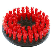 5" Stiff red carpet and upholstery extreme duty drill attachment brush with polypropylene bristles.