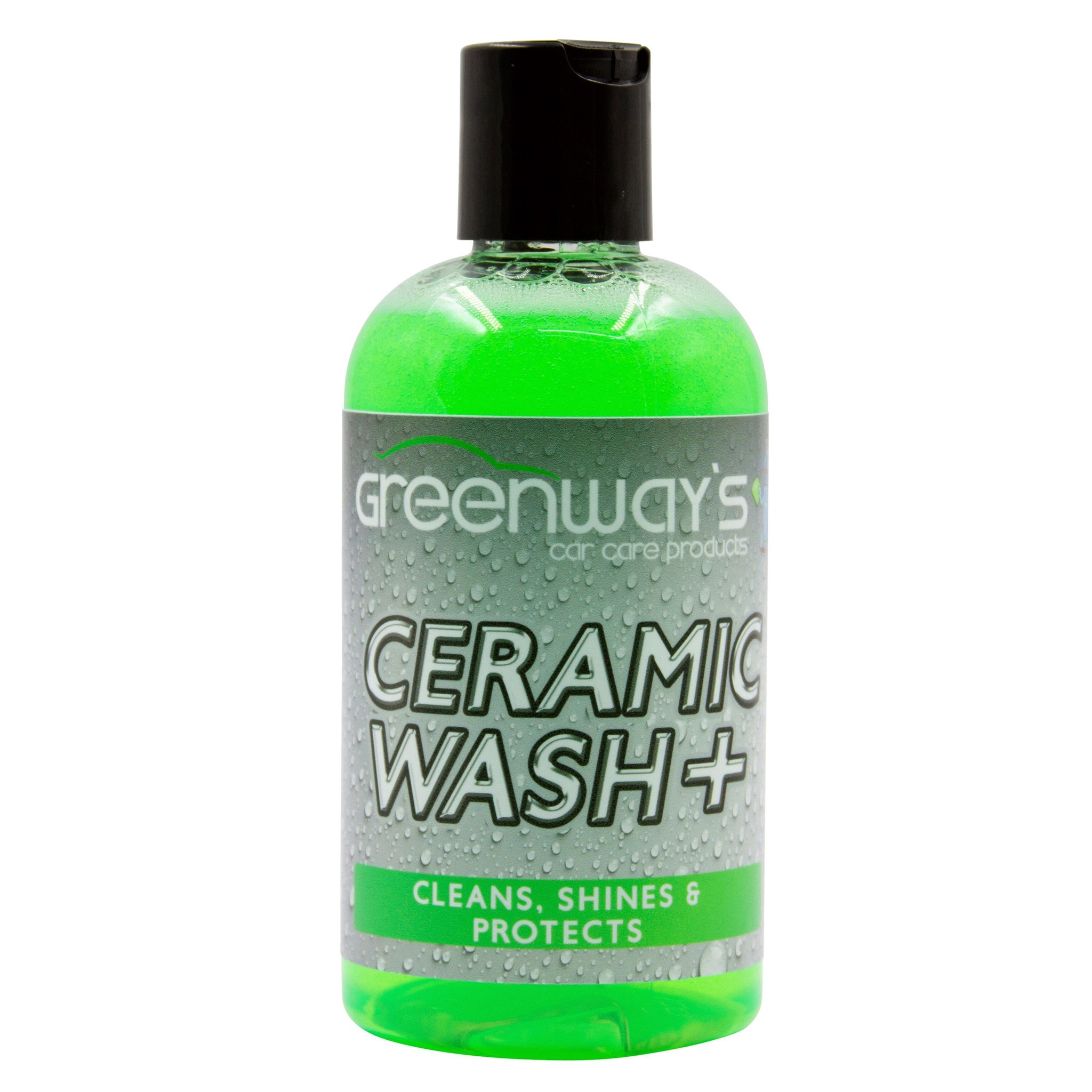 Greenway’s Ceramic Wash +, Si02 ceramic infused highly concentrated car soap with extreme foam and custom scent, 8 ounces.