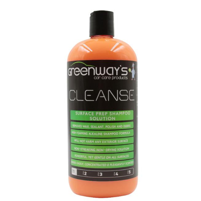 Greenway’s Cleanse, strong, high pH, foaming, alkaline car wash preparation soap, nearly touchless, custom scent, 32 ounces.