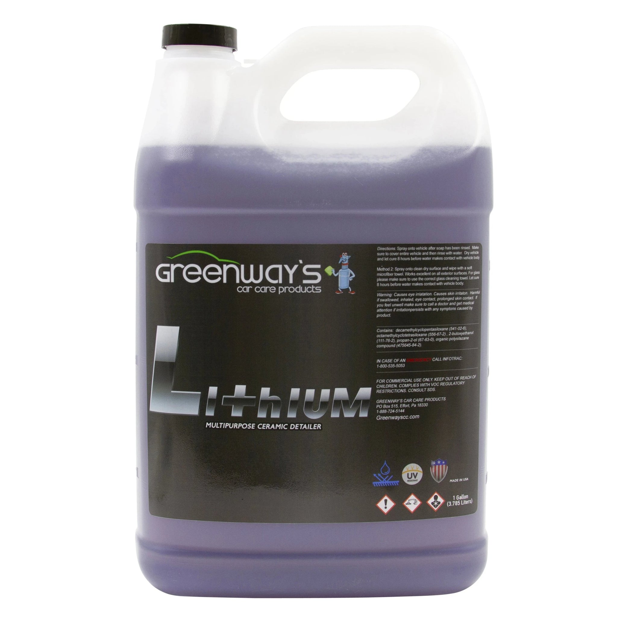 Greenway’s Lithium, graphene ceramic coating car sealant spray, extends current coating for enhanced protection, 1 gallon.