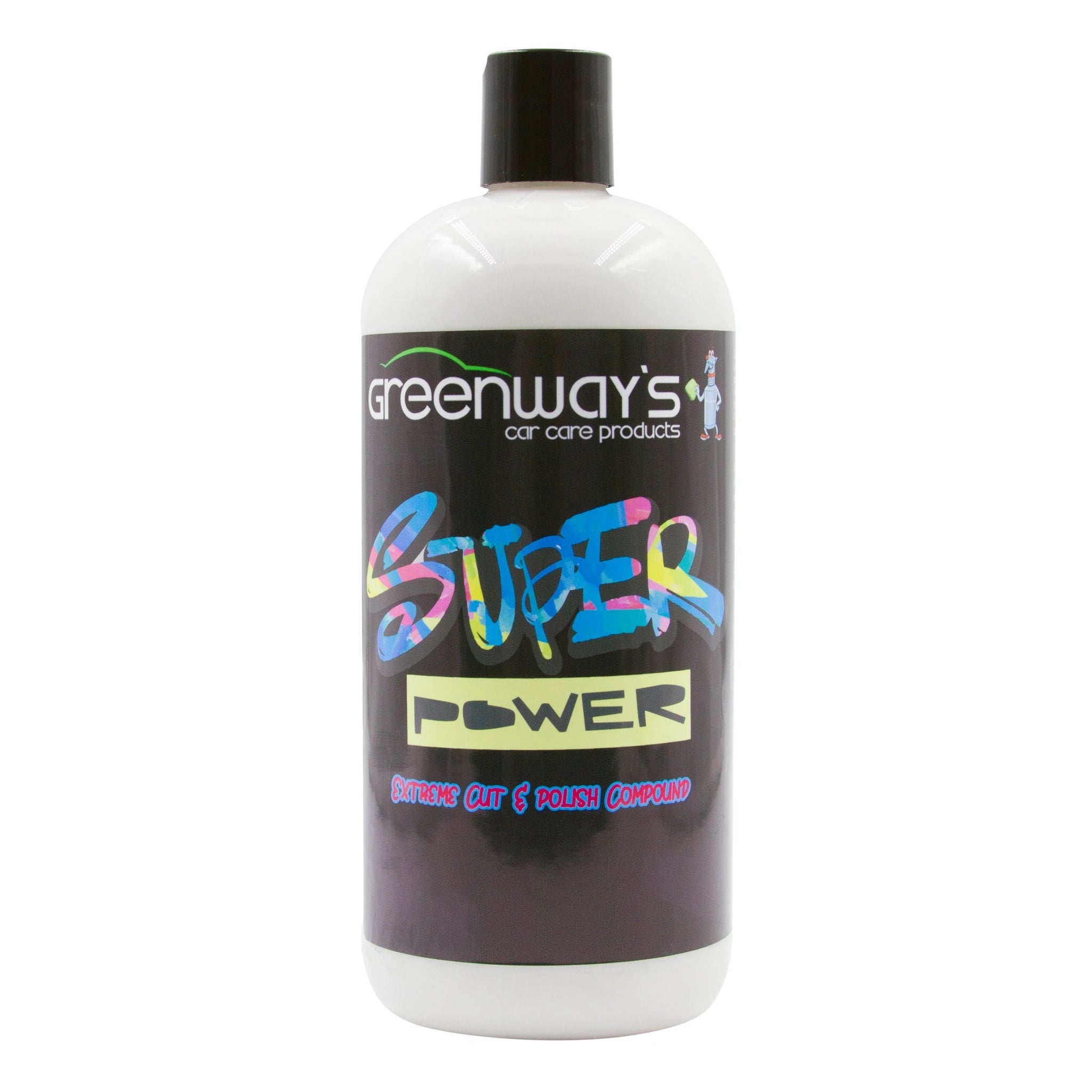 Greenway’s Super Power heavy scratch, major defect, highly aggressive cutting compound, light polisher, wax free, 32 ounces.