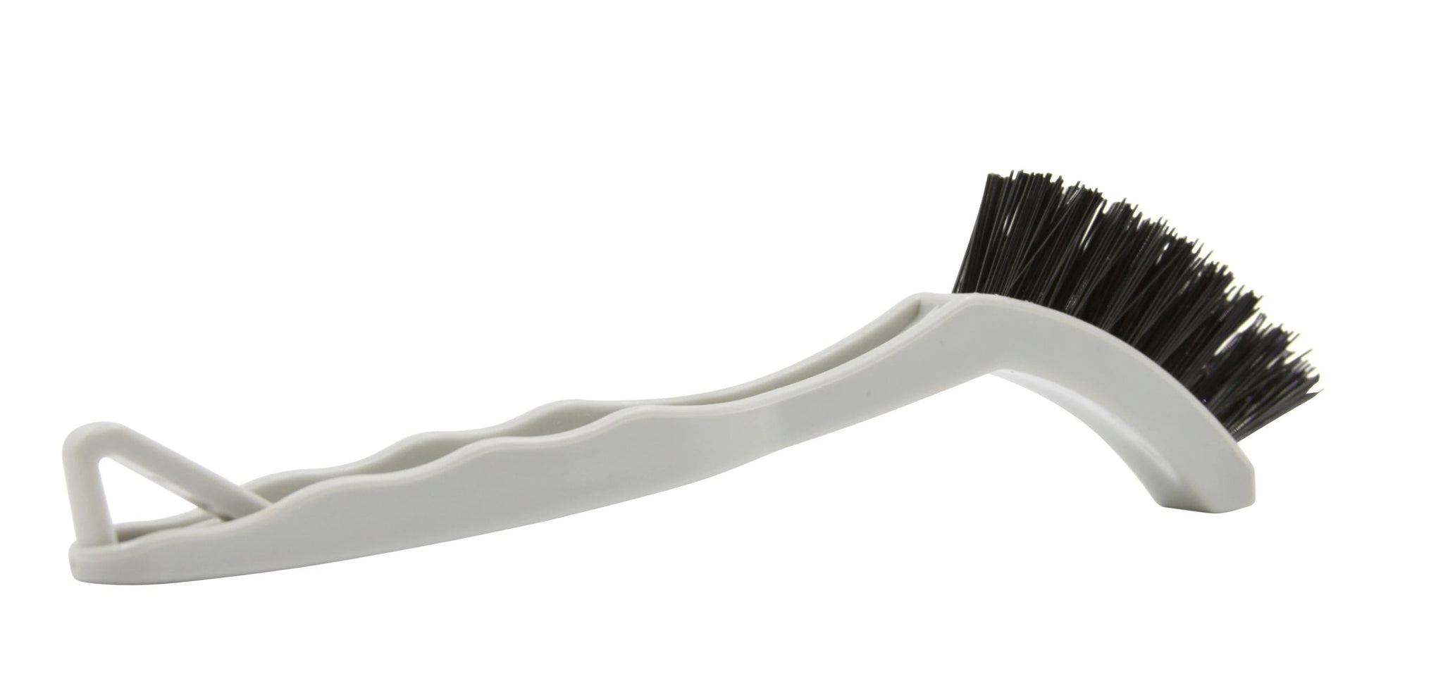 8 inch white buffing pad cleaning and conditioning brush with ¾” inch black nylon bristles.