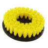 5" Yellow carpet and upholstery drill attachment brush with polypropylene bristles.