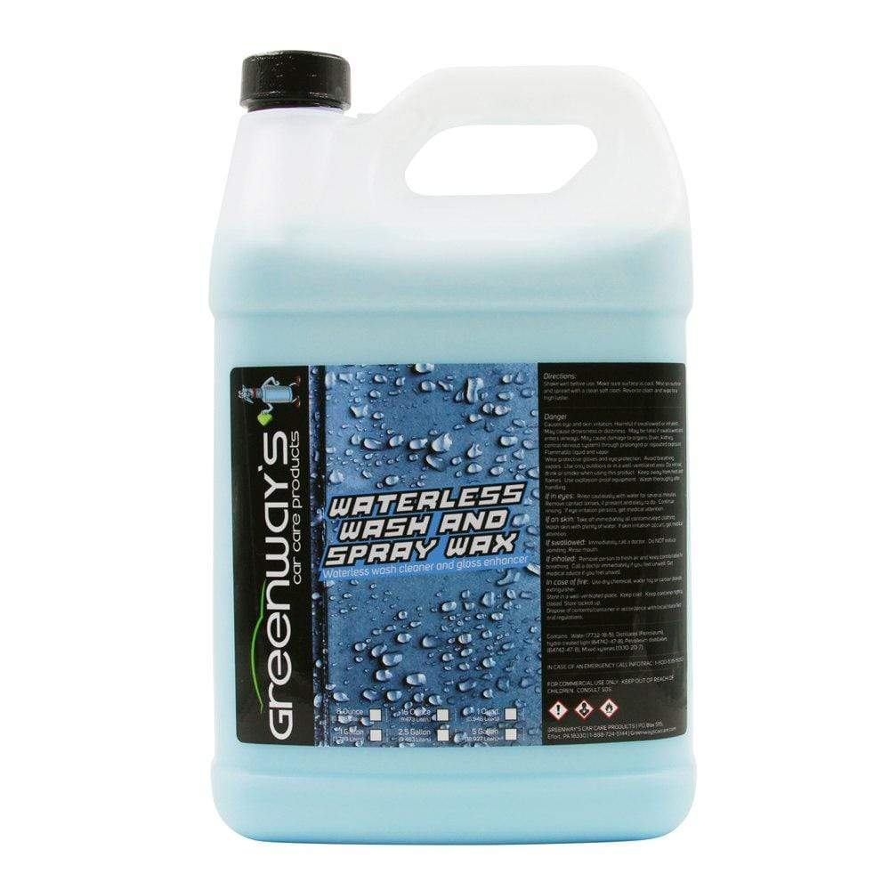   Greenway’s Waterless Wash and Spray Wax, produce swirl and scratch-free finish on paint, glass, plastic, and more. 1 gallon.
