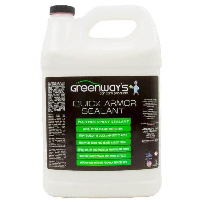 Greenway’s Quick Armor Sealant, non-abrasive, high gloss, long-lasting, light cleaning polymer detail spray, 1 gallon.