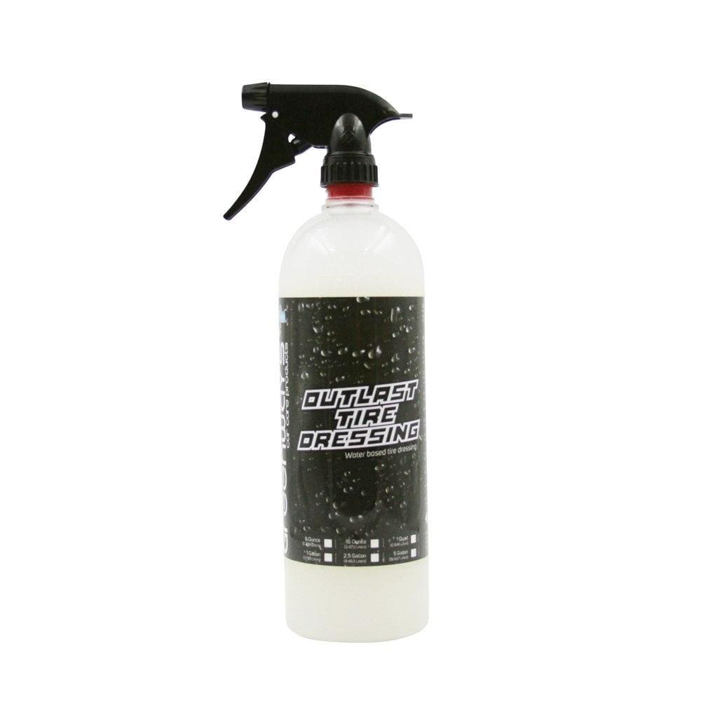 Greenway’s Outlast Tire Dressing, high gloss, water-based containing silicone, durable, and weather-resistant. 32 ounces.