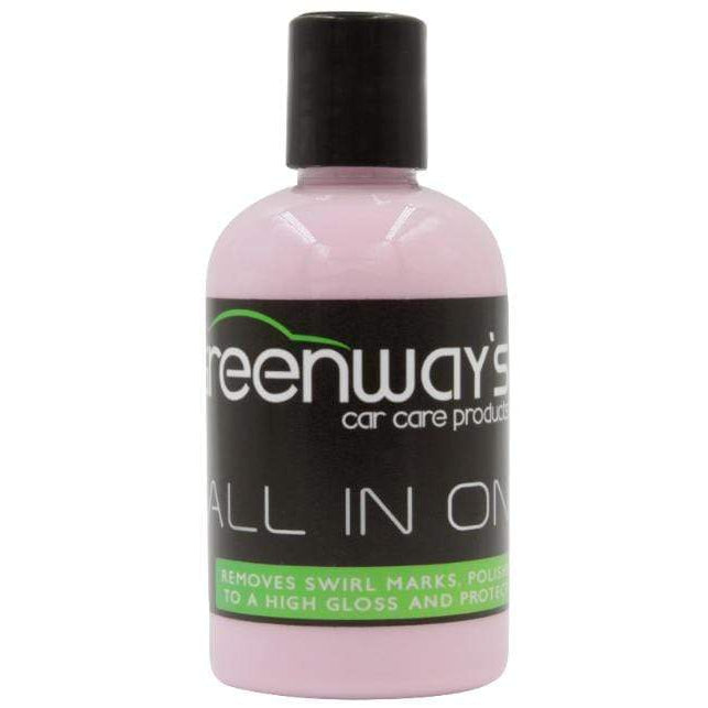 Greenway’s All In One correcter, polisher, and sealant, removes light swirl marks, scratches, streaks, holograms, 4 ounces.