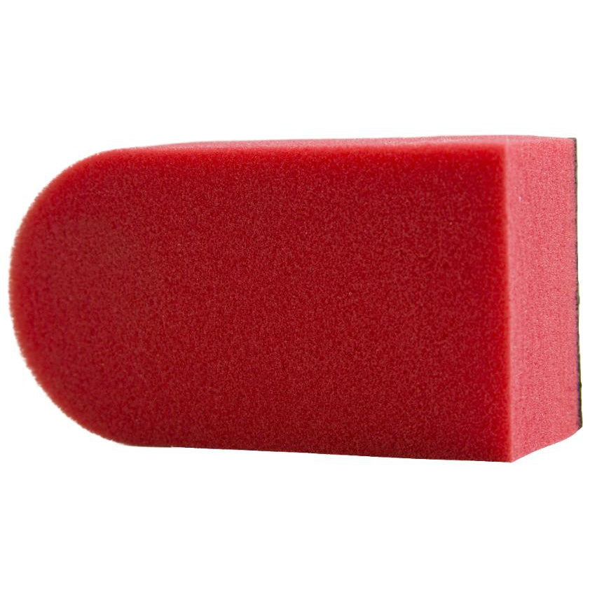 Medium grade red auto detailing clay sponge with a rubber polymer surface.