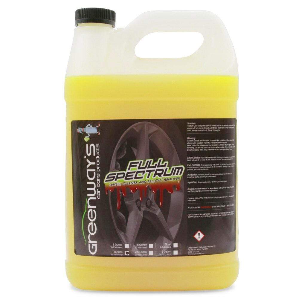 Greenway’s Full Spectrum Wheel Cleaner, pH balanced, thick color-changing paint contamination remover, 1 gallon.