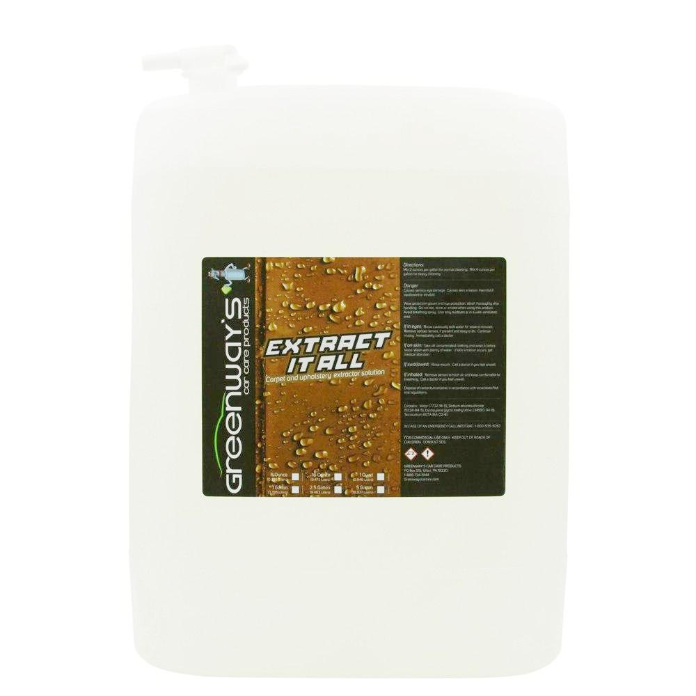   Extract It All, low foaming, high pH, super-concentrated fabric, carpet cleaning solution for extractor machine, 5 gallons.