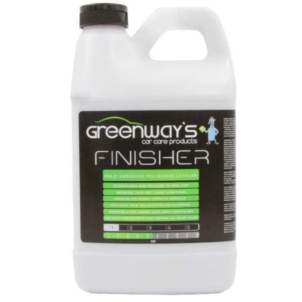  Greenway’s Finisher, mild abrasive polish and leveler, light swirl mark remover, clumping, dusting, and silicone, 64 ounces.