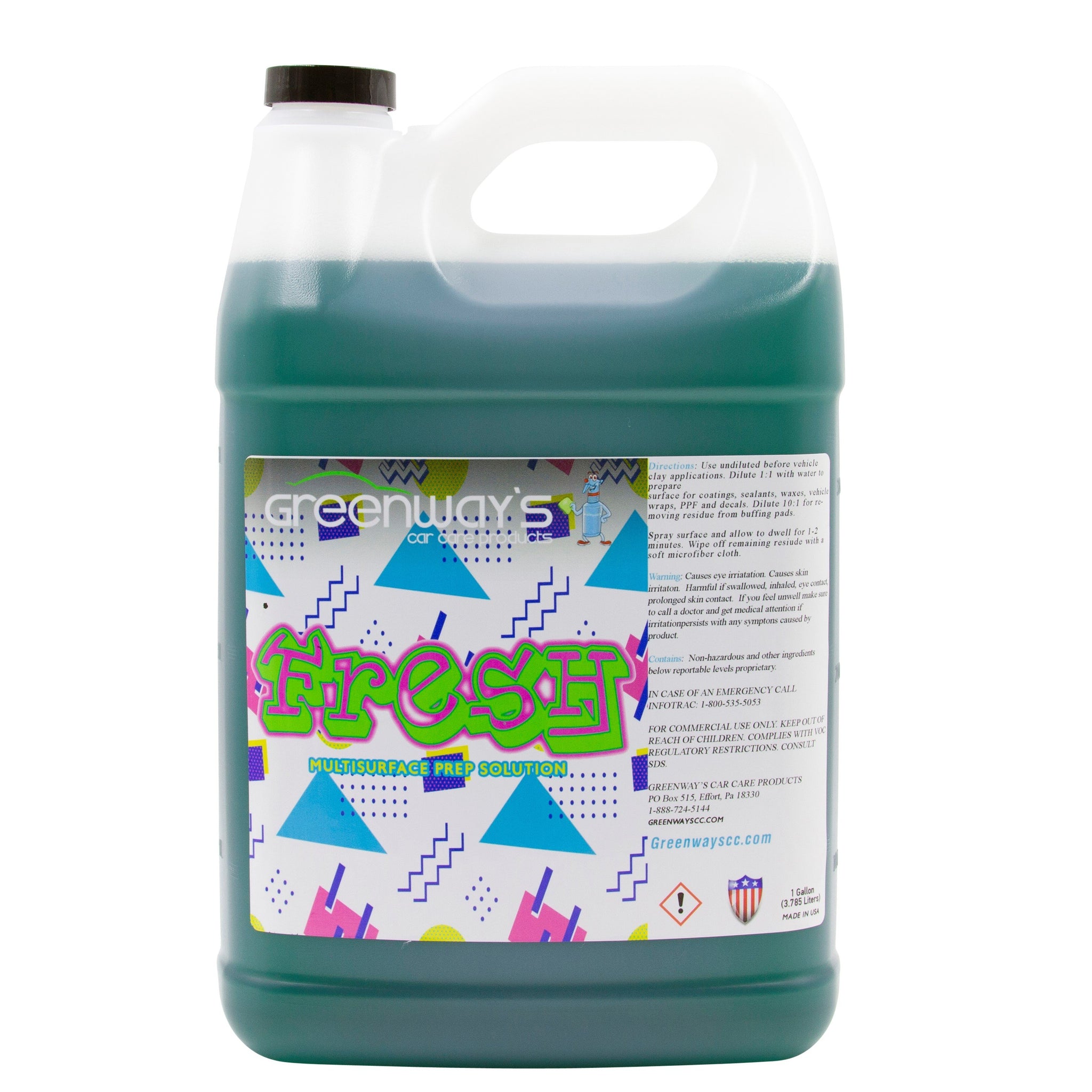 Greenway’s Fresh, car paint preparation, multi-surface cleaning solution, buffing pad cleaner, custom scented, 1 gallon.