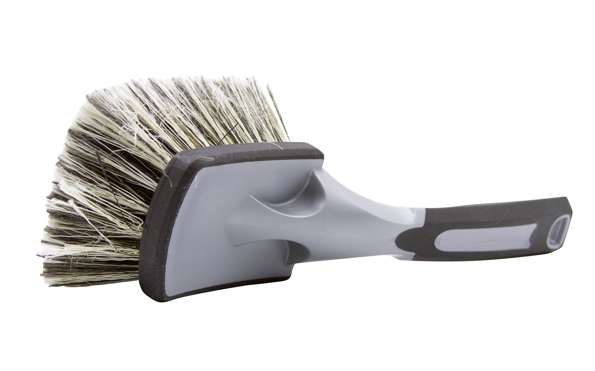 8 Wheel Cleaning Brush Gray | Short Handle Soft Synthetic Bristles