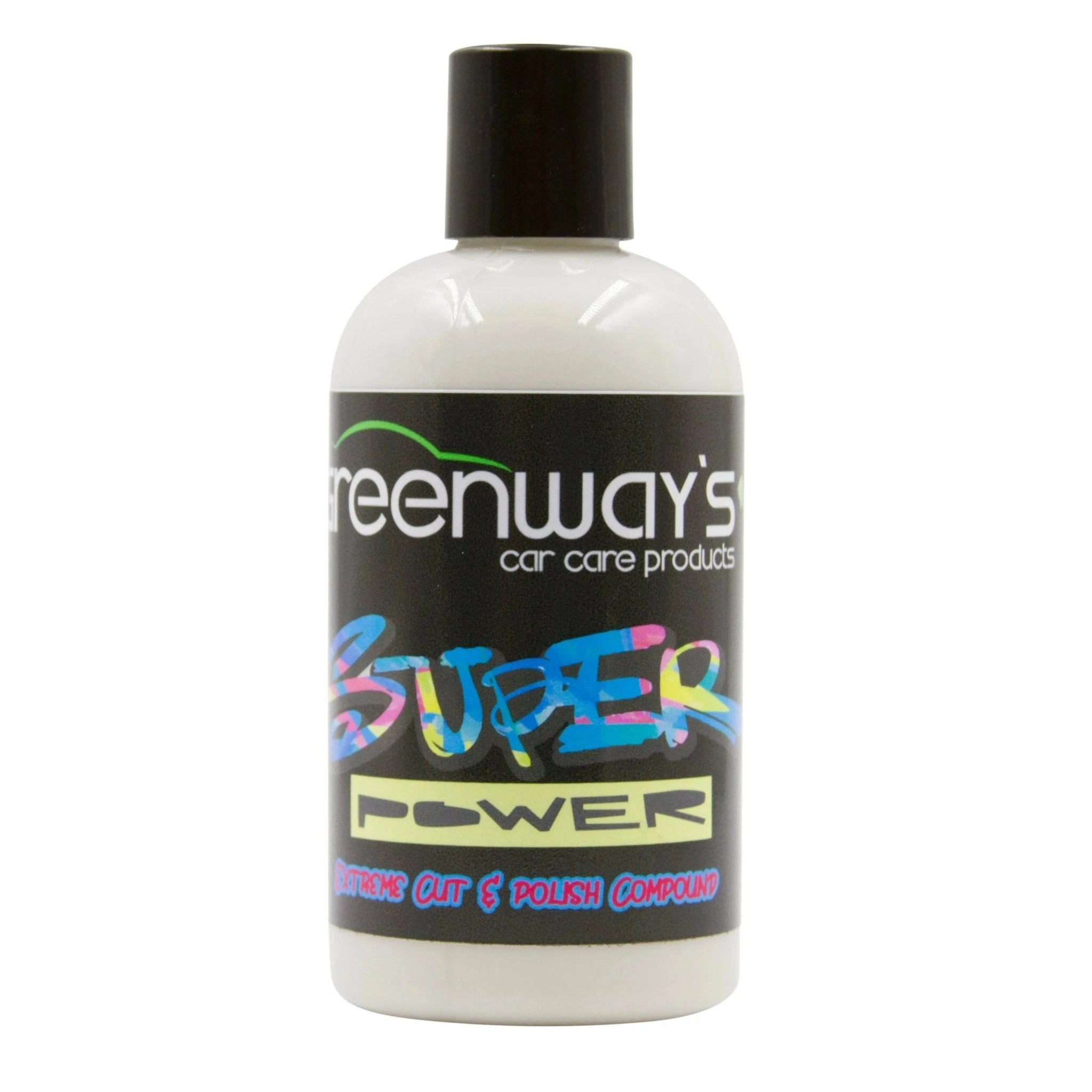 Greenway’s Super Power heavy scratch, major defect, highly aggressive cutting compound, light polisher, wax free, 8 ounces.