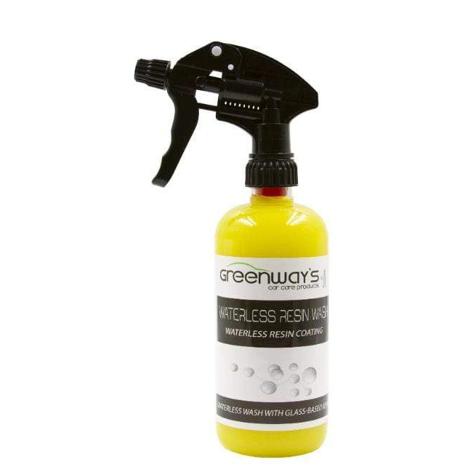 Greenway’s Waterless Wash and Coat, 25% ceramic and modified resin blend, safe on uncoated cars, banana scented, 16 ounces.