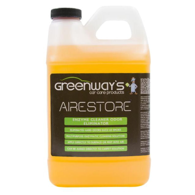 Greenway’s Airestore, citrus-scented enzyme cleaner and odor eliminator for car interior, carpet, upholstery, seat, 64 ounces.
