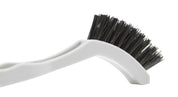 8 inch white buffing pad cleaning and conditioning brush with ¾” inch black nylon bristles.