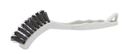 8 inch white buffing pad cleaning and conditioning brush with ¾” inch black nylon bristles.