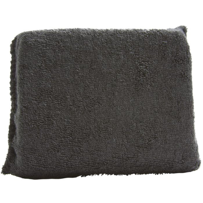 Single 5" x 3 ¾" black poly-sponge encased in a black microfiber applicator.