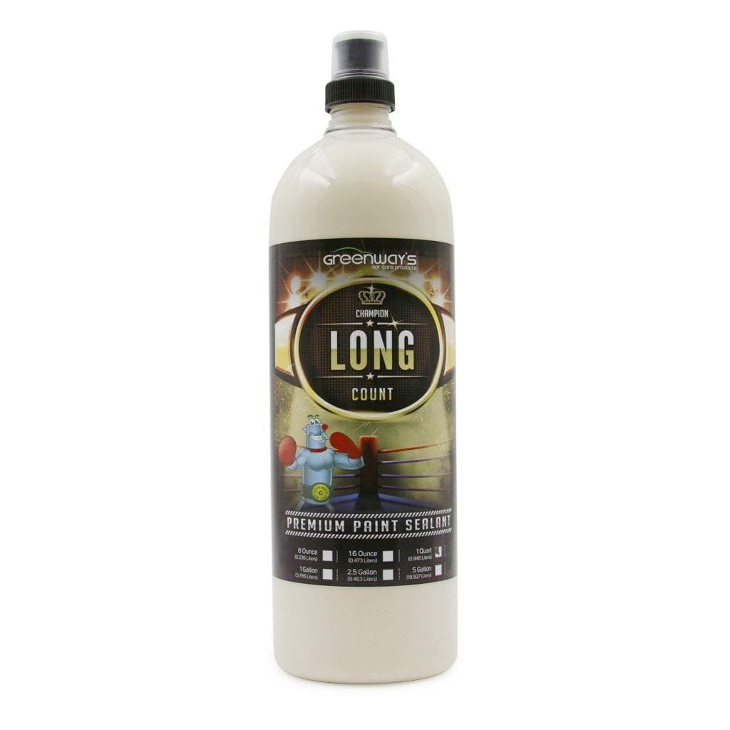 Greenway’s Long Count Sealant, durable, long-lasting paint sealant with PTFE, no cleaners, fillers, or abrasives. 32 ounces.