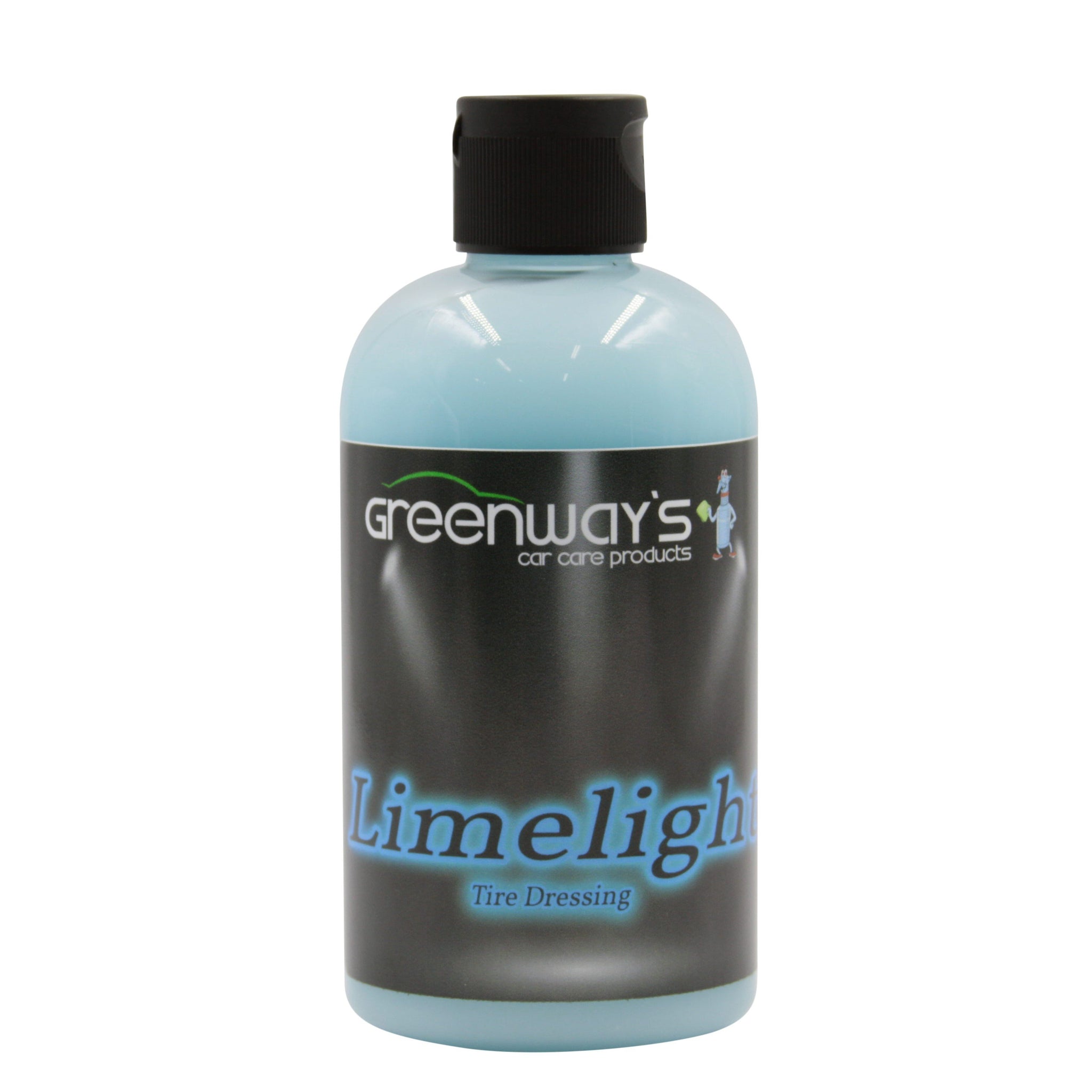 Greenway’s Limelight Water-Based Tire Dressing, extreme high gloss finish, thick, sling-free, watermelon scented. 8 ounces.
