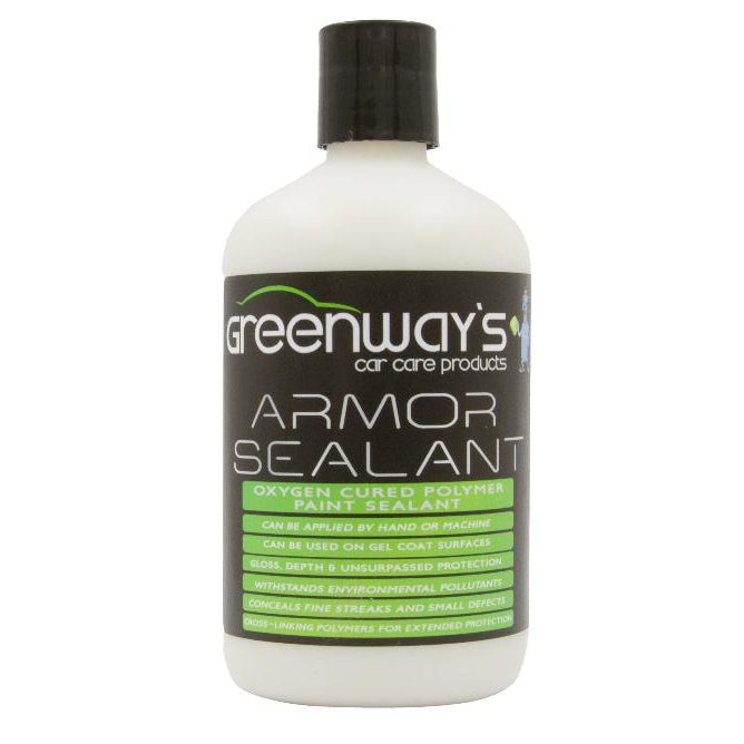 Greenway’s Armor Sealant, oxygen cured polymer paint sealant, high gloss finish for gel coats, acrylics, 16 ounces.