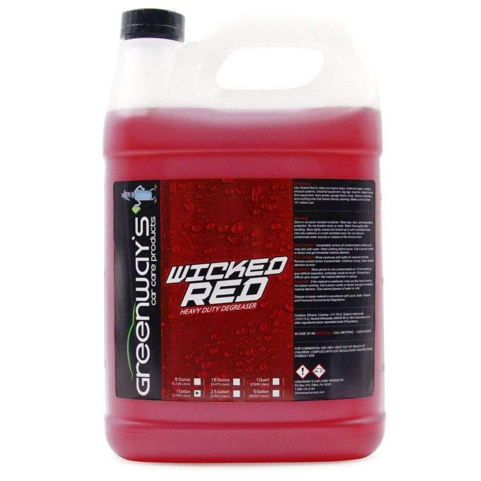   Greenway’s Wicked Red Degreaser, concentrated formula for heavy machinery and equipment, removes baked-on debris, 1 gallon.