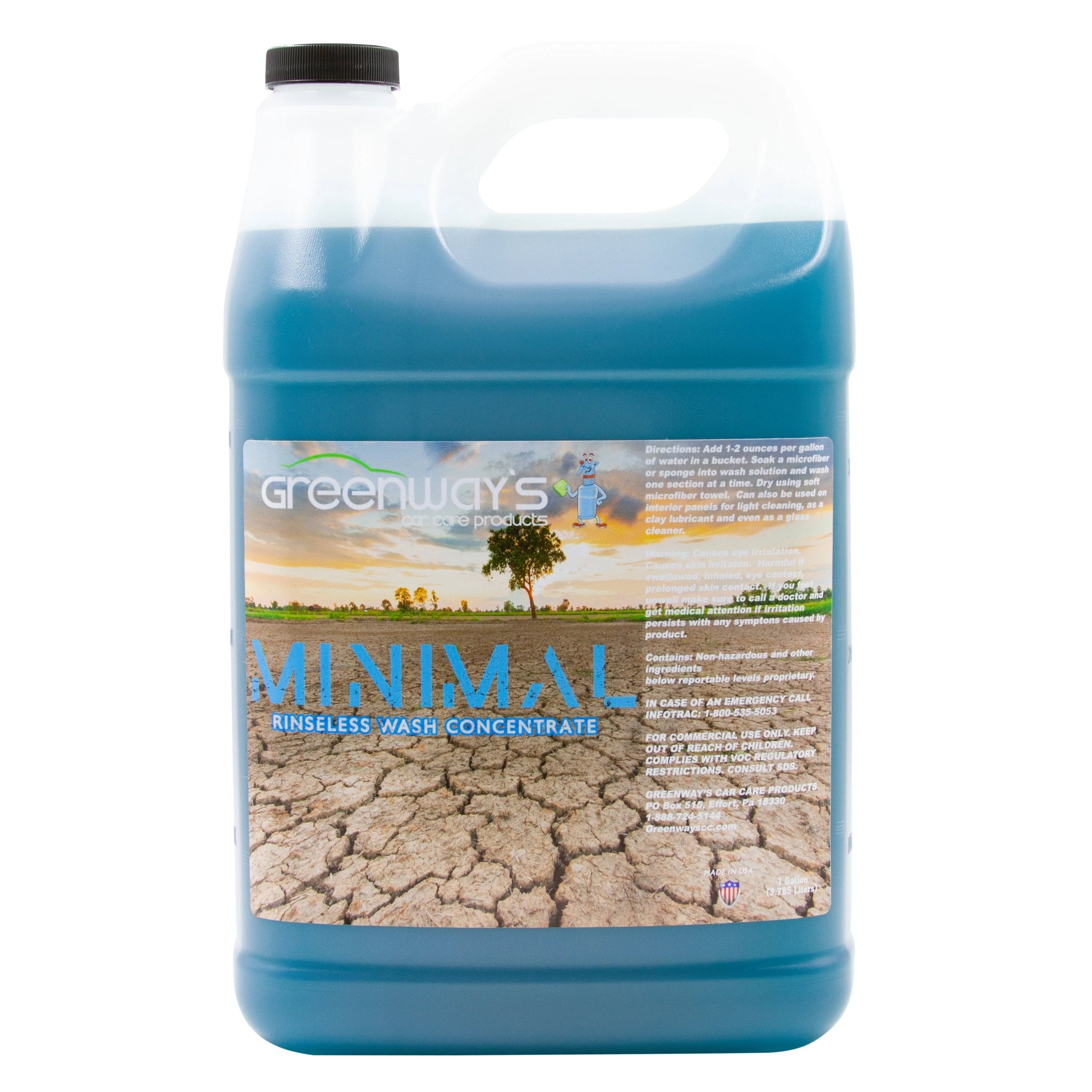 Greenway's Minimal Rinseless Wash Concentrate, waterless car soap, clay lubricant, interior detailer, glass cleaner, 1 gallon.