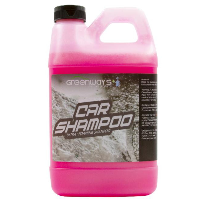 Greenway’s Car Shampoo, ultra foaming, pH balanced, waxless car prep soap, streak and stain-free, rinses easily, 64 ounces.